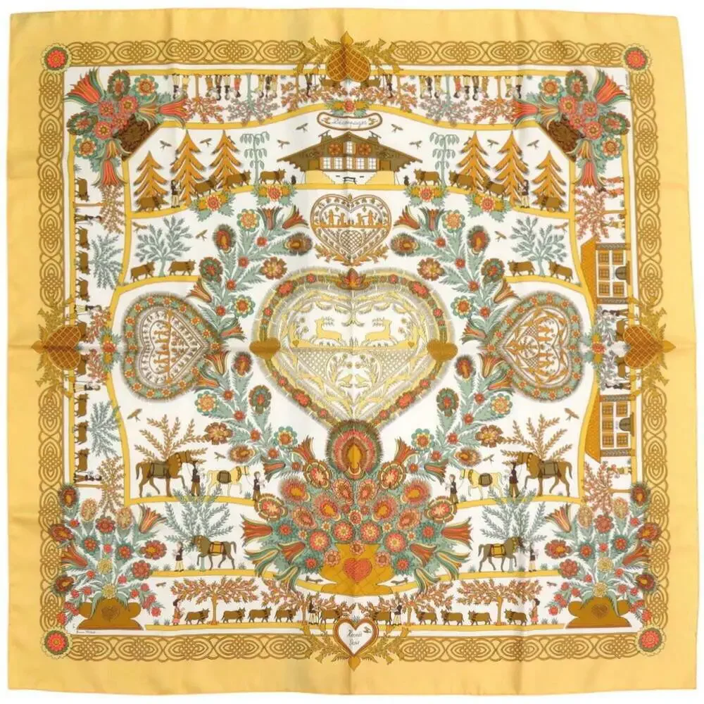 HERMES Authentic Black Silk Scarf